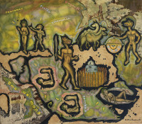 Cynocephalies and Others, 1992. Canvas, Oil, Mixed media, 120 x 140 cm