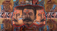 Joseph Stalin. Canvas, Oil, Mixed media, 75 x 135 cm