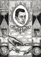 Albert Camus. Paper, Indian ink, 11 x 15 cm